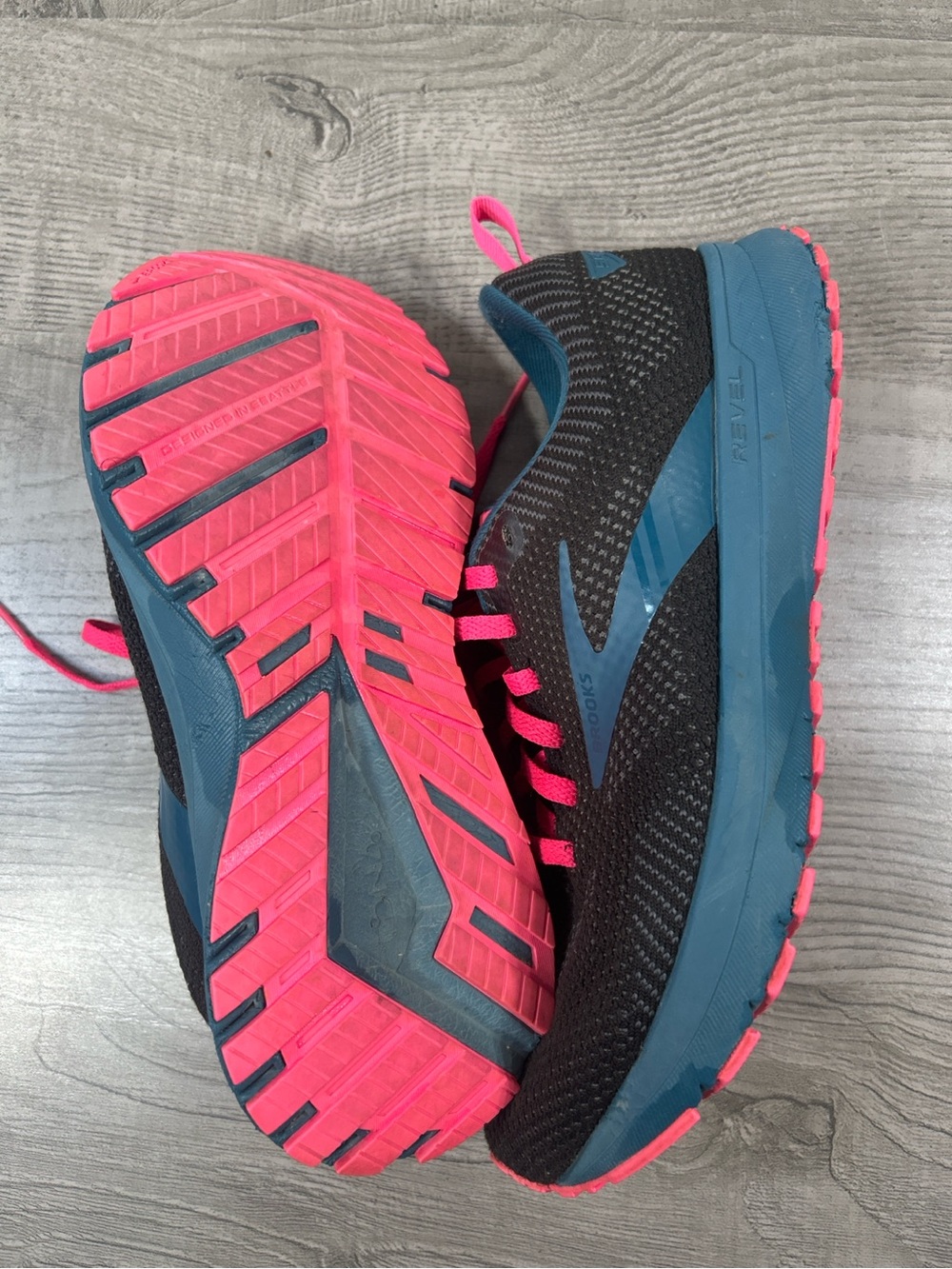 Brooks Revel Women's Black Blue Running Shoes with Pink Accents Size 8.5 - Picture 7 of 9